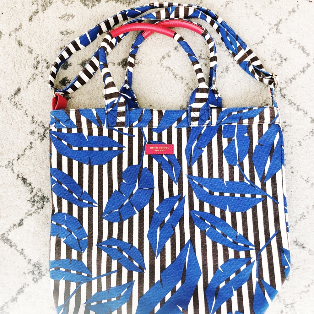 Henri Bendel Striped Floral Tote